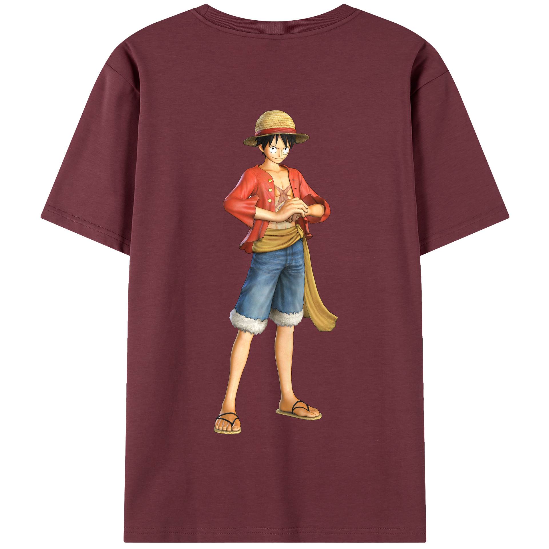 ワンピース モンキー・D・ルフィ ONE PIECE Monkey D. Luffy 綿100％半袖Tシャツ（背面プリント）